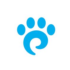 a blue paw print on a white background