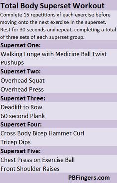 an iphone screen with the text total body superset workout and instructions to use it