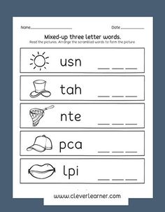 a worksheet with words and pictures to help kids learn how to read the letters