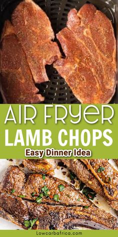 air fryer lamb chops with text overlay