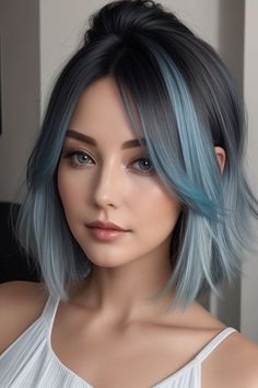 Ash Hair Color Ideas: Cool and Chic Tones for a Sophisticated Appearance - hair color styles Hear Color, Long Purple Hair, Blue Hair Highlights, Pepper Hair, Angled Bob Hairstyles, Black Hair Balayage, Ash Hair Color, Extension Hair, Hair Color Caramel