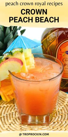 Love Peach Crown Royal Recipes? The Crown Peach Beach is refreshing, fruity and a little bubbly. Serving up summer cocktails never tasted so yum! Peach Crown Royal Recipes, Peach Crown Royal, Beach Drink Recipes, Crown Royal Recipes, Crown Royal Peach, Fruity Alcohol Drinks, Peach Beach, Beach Drink, Peach Drinks