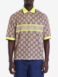 2270 GUCCI POLO SHIRT WITH GG PRINT Gucci Elegant, Tea Blending, Gucci Logo, Fall And Winter Fashion, Buy Gucci, Leather Cap, Fall Winter 2024, Gucci Men, Denim Pant