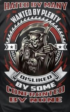 a black jacket with a skeleton holding a skull and the words, hated by many