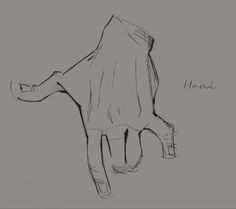 a black and white drawing of a hand with the word hank on it's side