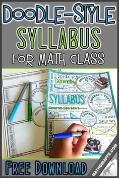 doodle style syllabus for math class with free printables and instructions