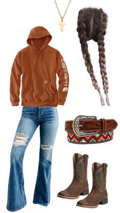 #countryoutfit #outfitinspo 🫶🏼 Western Hairstyles, Western Closet, Cargo Outfits, Vaquera Fits, Backwoods Barbie, Aesthetic Cowgirl, Western Outfit Ideas, Cute Highschool Outfits, Granola Outfits