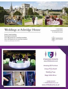 the wedding at ashridge house brochure has been designed to look like it is being