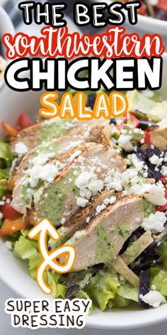 the best southwest chicken salad recipe with text overlay