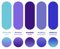 different shades of blue and purple are shown in the same color scheme for each one