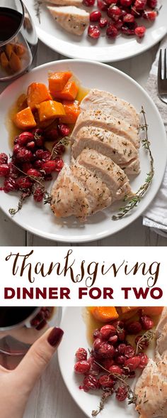 thanksgiving dinner for two with turkey and cranberries