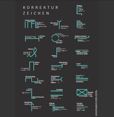 a poster with different types of letters and numbers in green, black and grey colors