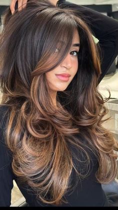 Ella Langley Hair Color, Kim K Caramel Hair, Honey Brown Hair Dark Roots, Types Of Brunette Hair Color, Brown With Dimension, Brown Partial Balayage, Brown Peekaboo Hair, Balayage For Indian Skin Tone, Low Maintenance Highlights