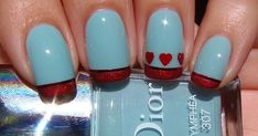 Sparkly Vernis Aqua & Red retro Vday mani Red Vday Nails, Bed Of Nails, Vday Nails, Silver Spray Paint, Red Retro, Silver Paint, Floral Wire, Happy Valentines, Black Paint