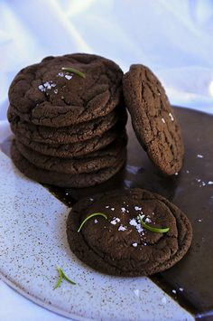 chocolate cookies with sprinkles on a plate