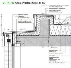 an architectural drawing shows the details of a wall and floor plan for a house in germany