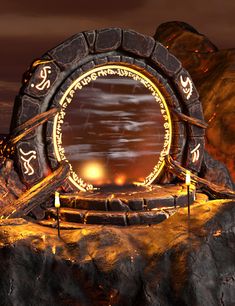 ArtStation - High Mountain Portal, Gola Martinez Magic Portal, Portal Art, Floating Island, Magic Stones, High Mountain, World Images, Fantasy Setting, Fantasy Places, Photo Background Images