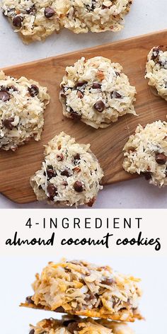 four ingredient almond coconut cookies on a cutting board