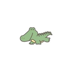 a green alligator sitting on top of a white wall