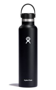 the hydro flask water bottle is shown in black