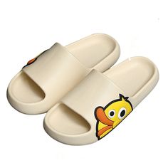 The Duck Themed Open Toe Slides are ideal for a day out to the beach, pool or waterpark. These shoes are made with high-quality, soft, cushy, and waterproof materials. With no heel cover, you can slip in and out of these slides with absolute ease. FEATURES: Style Open toe Season Summer/Spring Sole Flat Vamp material EVA Size US ( 5.5 - 12) COMFORTABLE MATERIAL: The Duck Themed Open Toe Slides are made of high-density material. These are light, soft, breathable, and waterproof, and their excellen Non-slip Eva Slippers For Swimming, Non-slip Slides For Pool, Casual Beach Slippers With Slip-resistant Sole, Slip-resistant Synthetic Flip Flops For Vacation, Non-slip Flip Flops For Swimming, Summer Outdoor Slippers In Synthetic Material, Casual Slip-resistant Beach Slippers, Non-slip Eva Foam Slide Sandals, Summer Outdoor Synthetic Slippers