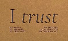 the word trust is written in cursive writing on a piece of brown paper