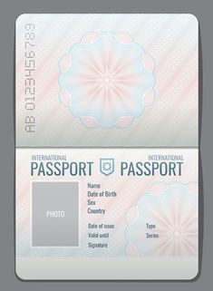 an image of a passport card with the name and number on it stock photo - 549