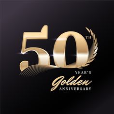 the 50th anniversary logo is shown in gold on a black background with an inscription that reads 50 years golden anniversary