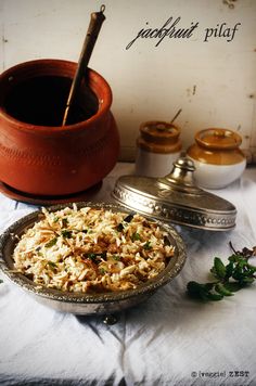 there is a bowl of rice on the table