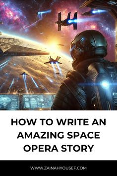 an image of a space station with the words how to write an amazing space opera story