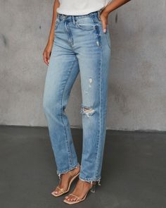 Meet your new fall favorite: the Grazie Cropped High Rise Distressed Jeans, where edgy meets chic, perfect for making a statement in the New Fall Denim lineup. Crafted from structured denim fabric, they offer a flattering high-rise fit that sits comfortably at your waist, while the cropped length gives them a modern, on-trend edge. Light whiskering and intentionally destroyed areas add just the right amount of attitude, creating a lived-in look that’s effortlessly cool. Runs large, consider sizing down Structured denim fabric Light whiskering and intentionally destroyed areas 5-pocket styling Zip fly with button closure 100% Cotton Fall Denim, Fabric Light, Fall Favorites, Denim Fabric, Medium Blue, Distressed Jeans, High Rise, Fabric