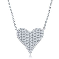 PRICES MAY VARY. SIMPLE YET ELEGANT & UNIUQE sparkling micro pave bling heart shaped pendant necklace, with a16+2 sterling silver chain ensures a perfectly comfortable look and fit. Wear it as 16" choker necklace or use the 2 inch extension for an 18" princess length look secures with a spring ring clasp. HYPOALLERGENIC 925 STERLING SILVER nickel-free, lead-free, cadmium-free, hypoallergenic and skin friendly, this 20mm silver and CZ simulated diamond heart pendant necklace for women is rhodium Button Pearl Earrings, Pave Heart Necklace, Sideways Initial Necklace, Engraved Bar Necklace, Diamond Heart Pendant Necklace, Heart Shaped Pendant Necklace, Heart Shaped Pendant, Sterling Silver Heart Necklace, Heart Shaped Necklace