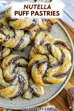 nutella puff pastries on a white plate