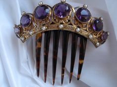 art deco Cameo Tiara, Amethyst Hair, Crystal Goddess, Headpiece Jewelry, Bride Hair Accessories, Assemblage Jewelry