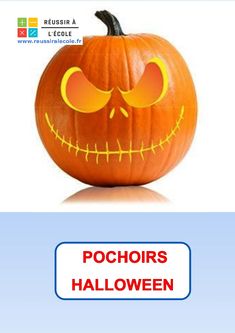 an image of a pumpkin with eyes on it and the words pochoirs halloween