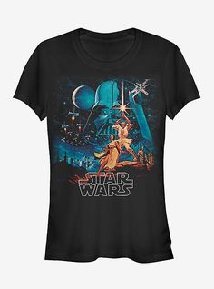 the star wars movie poster women's t - shirt, black, hi - res