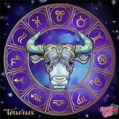 the zodiac sign for taurus with a bull's head in front of it