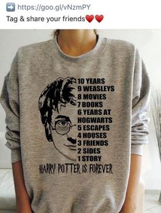 a person wearing a harry potter sweater with the words harry potter on it