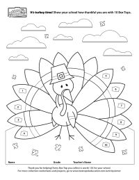 a coloring page with a turkey wearing a pilgrim hat