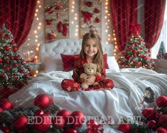 Christmas Tree Portraits, Xmas Bed, Christmas Studio Photography Setup, Christmas Photoshoot Studio, Kids Christmas Bedding, Toddler Christmas Photos, Christmas Photoshoot Kids, Christmas Digital Backdrop, Christmas Portrait