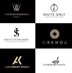 six different logos for wedding and event planners