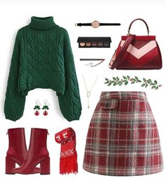 Cute Christmas Outfits Skirts, Church Outfit For Christmas, Outfits For Christmas Day, Christmas Witch Outfit, Christmas Winter Outfits Women, Soft Summer Christmas Outfit, Christmas Fancy Outfit, Christmas Academia Outfits