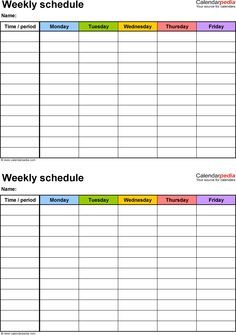 two printable weekly schedules for the week