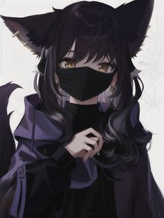 an anime character wearing a black mask and cat ears