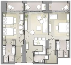 the floor plan of a two bedroom apartment with separate living room and dining room areas