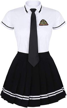 Japanese Sailor Uniform, Women Uniform, Cosplay For Women, Rock Style Clothing, Women's Uniforms, Rock Outfit, Black Pleated Skirt