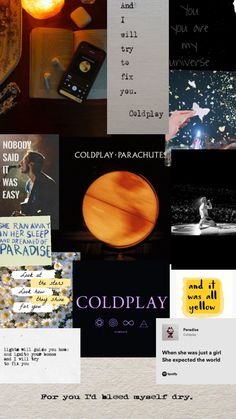 collage of images with words and pictures on them, including cell phones in the background