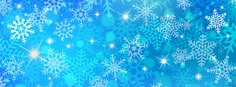 blue snowflakes with white stars and sparkles in the sky on a clear day