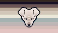 a dog's head is shown on a multi - colored striped wallpaper background