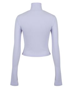 DETAILS: Color: Lavender Ribbed mock neck pullover Long sleeve Thumbholes at cuffs Design seam at front 95% Tencel, 5% Spandex Machine wash SIZE & FIT: Fits true to size Front length: 18" Bust: 13 3/4" Stretch Long Sleeve Top With Ribbed Cuffs, Casual Long Sleeve Mock Neck Top, High Neck Solid Tops With Thumbholes, Solid Color Turtleneck Top With Ribbed Cuffs, Turtleneck Top With Ribbed Cuffs, Stretch Solid Turtleneck With Ribbed Cuffs, Fitted Purple Tops For Winter, Winter Purple Fitted Tops, Fitted Purple Winter Tops